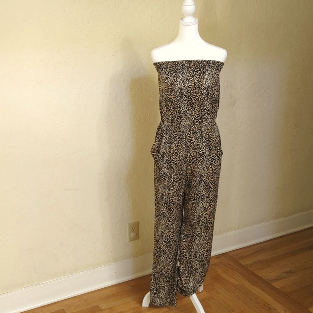 LIKE NEW NY Collection Animal Print Strapless Pants Jumpsuit Romper Size Small